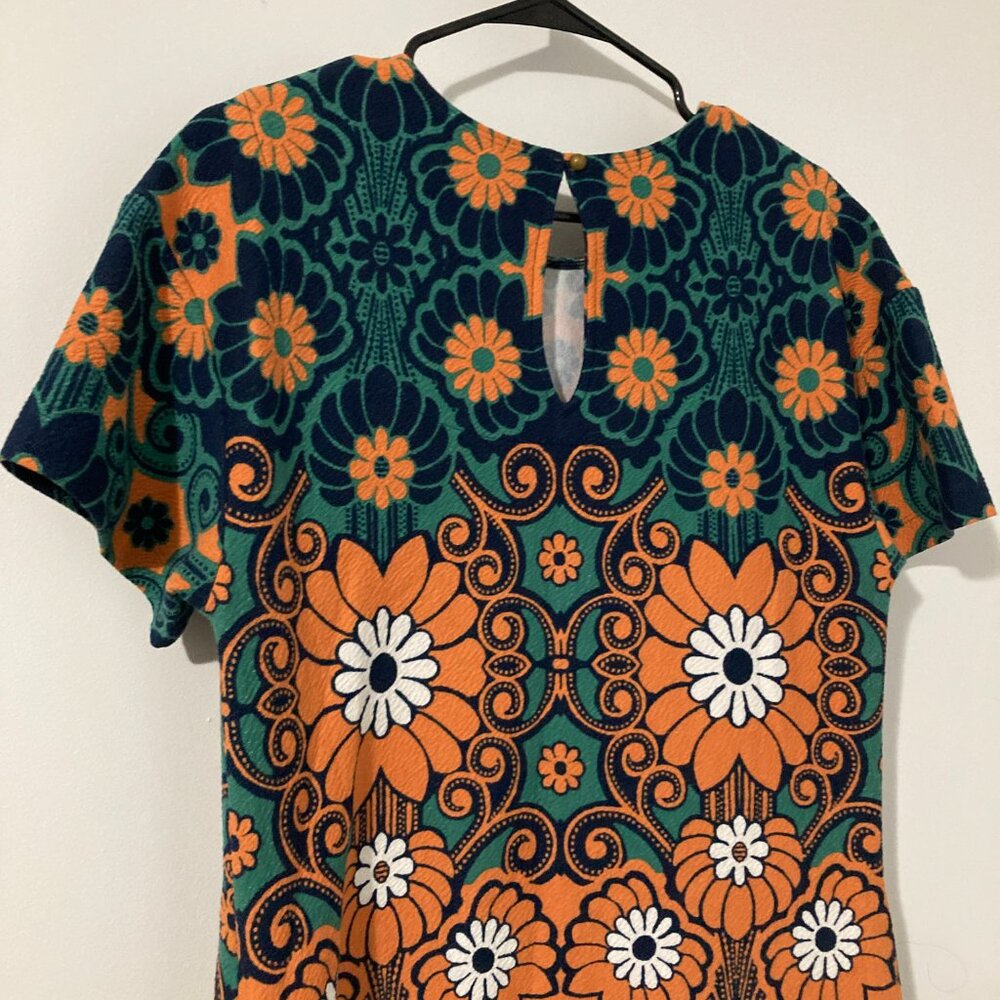 Anthropologie Orange Green Floral Mini Dress - Picture 14 of 14